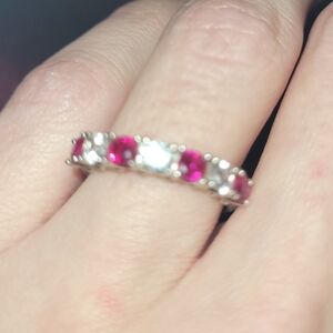 Pink And Cz Gemstone Ring